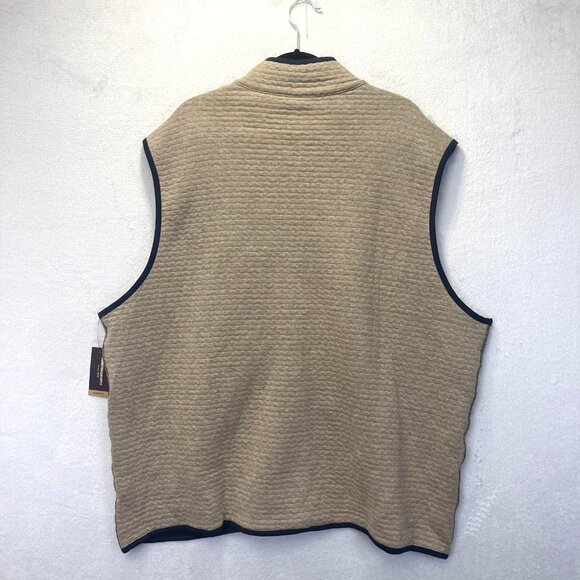 NWT Johnston & Murphy Reversible Quilted Zip Up Knit Vest Mens 3XL Navy Blue Tan - Picture 3 of 16